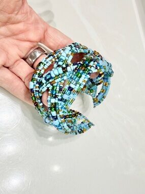 Blue and Brown Handmade Beaded Necklace